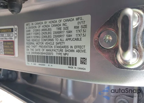 2017 Honda Cr-V Lx из США, поврежденный, VIN 2HKRW6H36HH200970